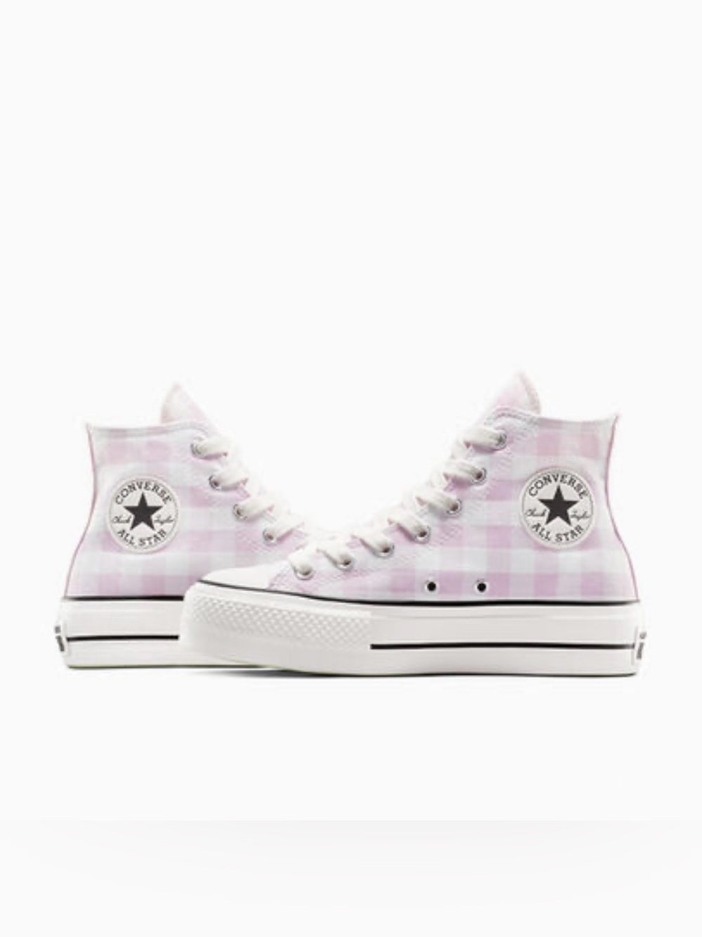 Converse Pink Gingham Platform Chuck Taylor Sneakers with Mint Sole - Picture 2 of 14